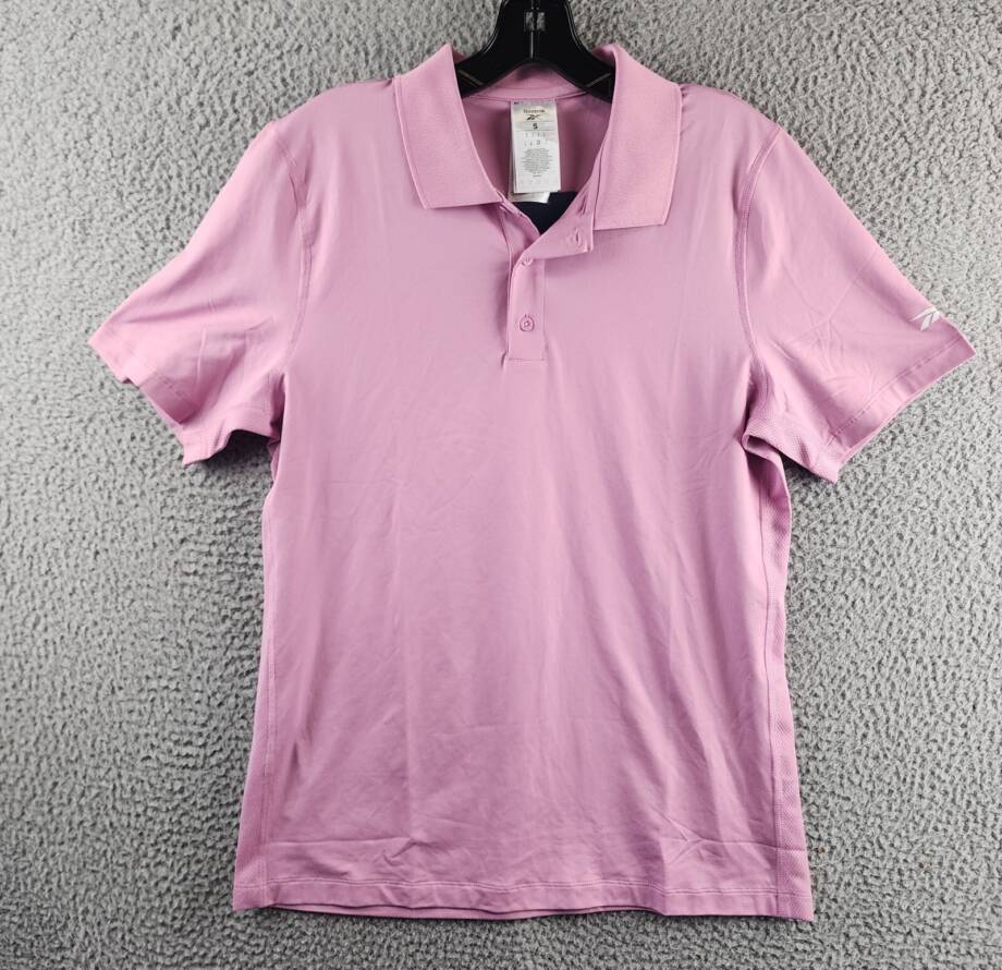 Reebok Short Sleeve Performance Training Polo Shirt Mens S Jasmine Pink Pullover