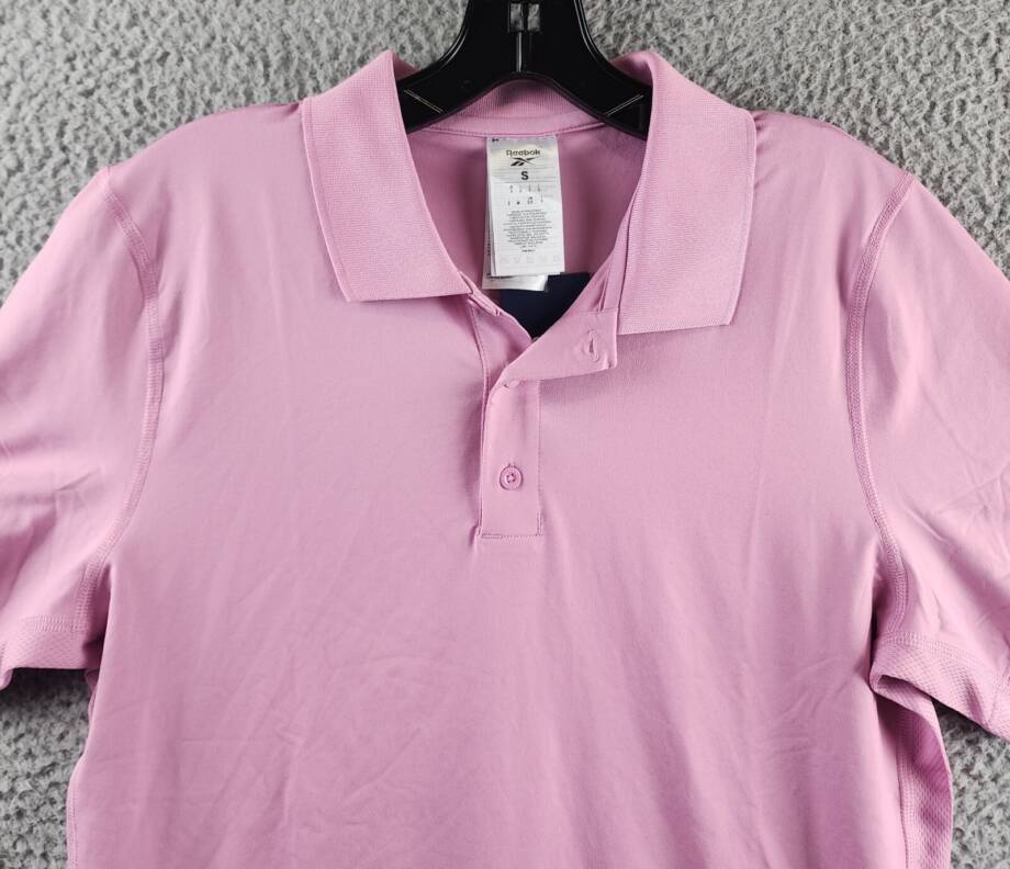 Reebok Short Sleeve Performance Training Polo Shirt Mens S Jasmine Pink Pullover