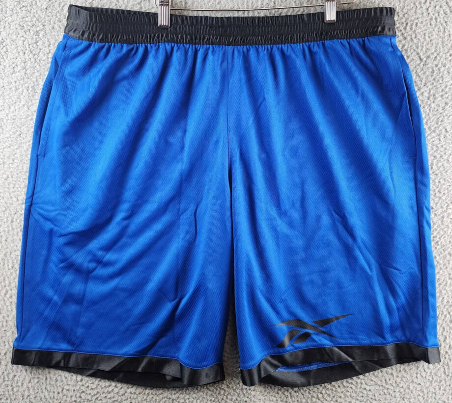 Reebok Regular-Fit Logo-Print Mesh Basketball Shorts Men's 2XL Vector Blue/Black