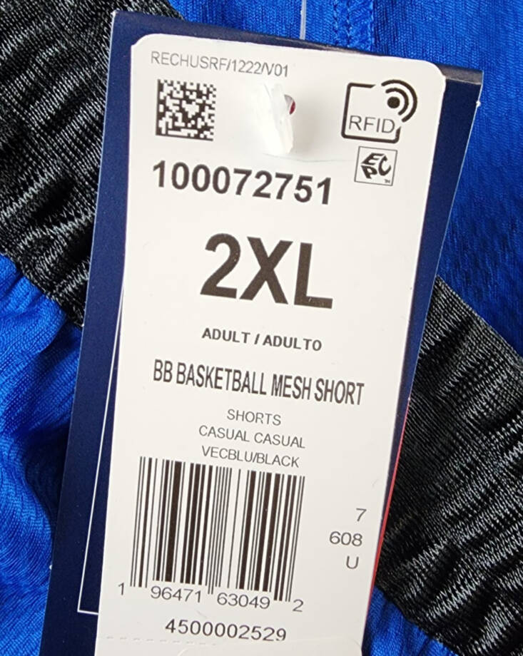 Reebok Regular-Fit Logo-Print Mesh Basketball Shorts Men's 2XL Vector Blue/Black