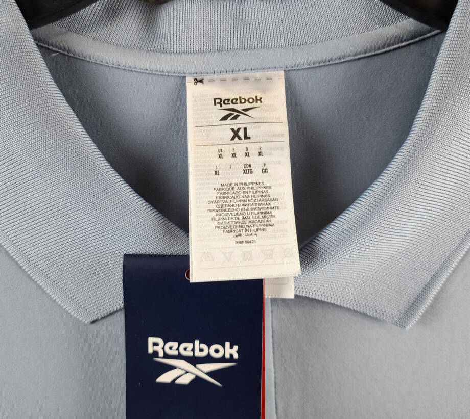 Reebok Short Sleeve Performance Training Polo Shirt Men's XL Vintage Blue Button