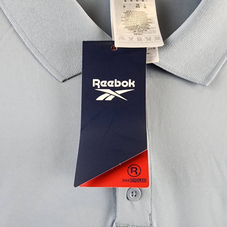 Reebok Short Sleeve Performance Training Polo Shirt Men's XL Vintage Blue Button