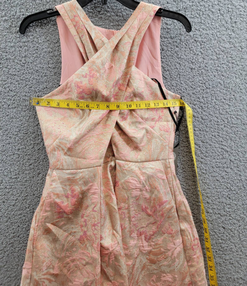 Vince Camuto Jacquard Fit & Flare Halter Dress Women's 4 Coral Sleeveless