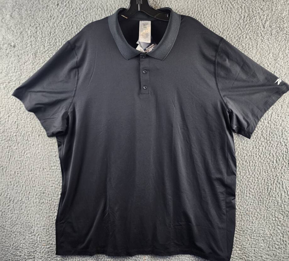 Reebok Short Sleeve Performance Training Polo Shirt Men's 2XL Black Pullover