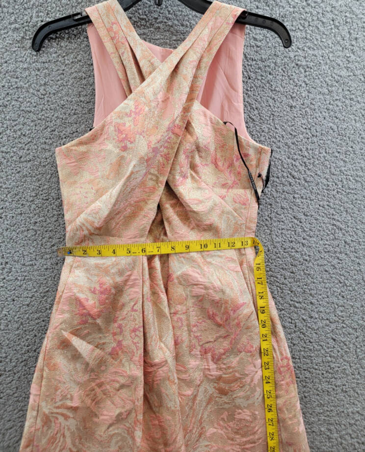 Vince Camuto Jacquard Fit & Flare Halter Dress Women's 4 Coral Sleeveless