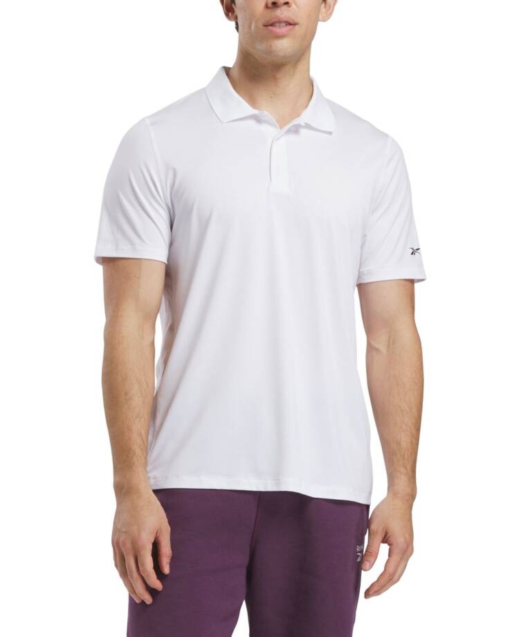 Reebok Short Sleeve Performance Training Polo Shirt Men's S White Pullover