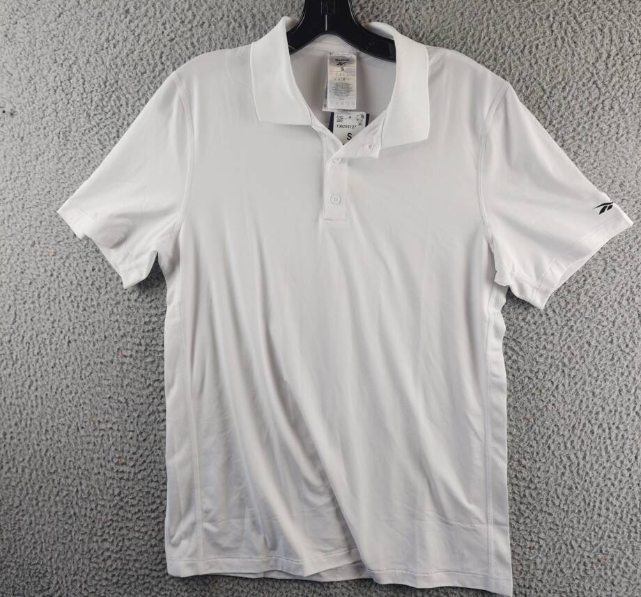 Reebok Short Sleeve Performance Training Polo Shirt Men's S White Pullover