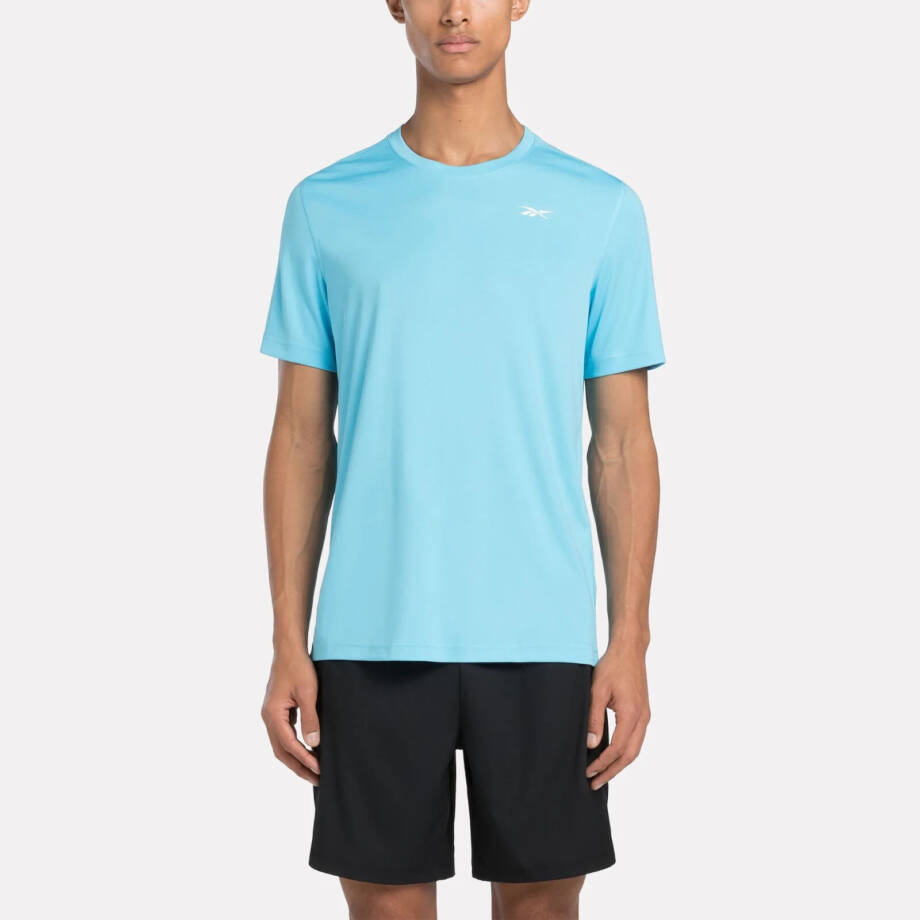 Reebok Left Chest Logo Crewneck Training Tech T-Shirt Men's M Bold Cyan S/S~