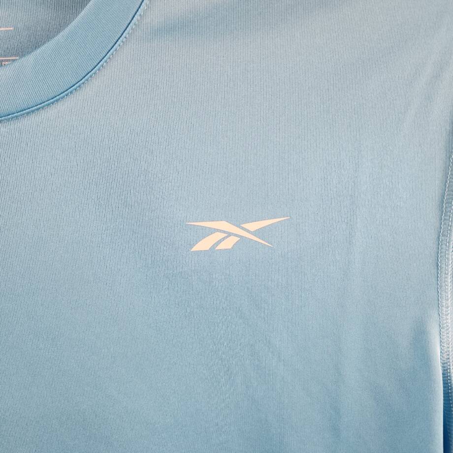Reebok Left Chest Logo Crewneck Training Tech T-Shirt Men's M Bold Cyan S/S~
