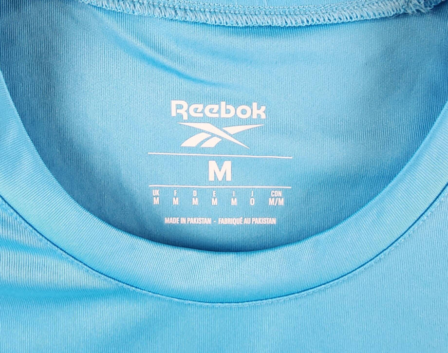 Reebok Left Chest Logo Crewneck Training Tech T-Shirt Men's M Bold Cyan S/S~