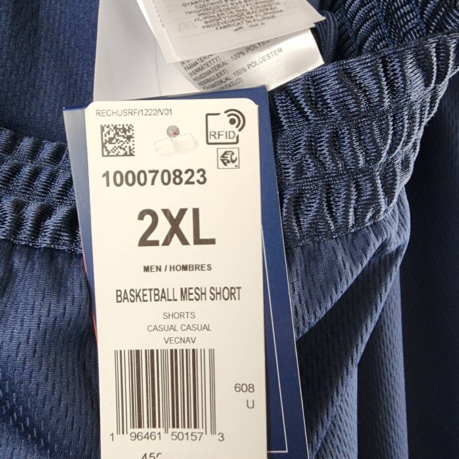 Reebok Regular-Fit Logo-Print Mesh Basketball Shorts Men's 2XL Navy Solid PullOn