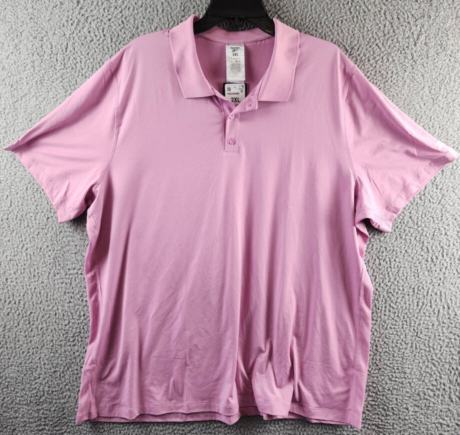 Reebok Short Sleeve Performance Training Polo Shirt Men's 2XL Jasmine Pink