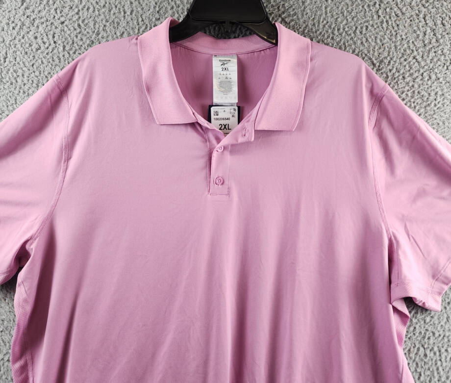 Reebok Short Sleeve Performance Training Polo Shirt Men's 2XL Jasmine Pink