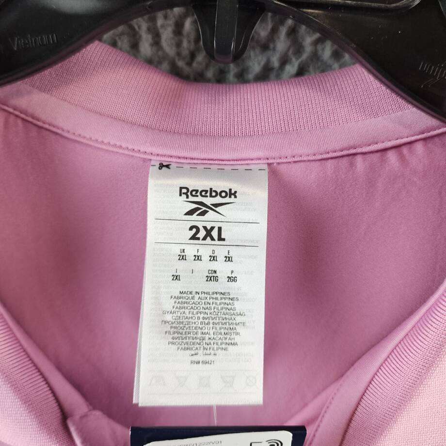 Reebok Short Sleeve Performance Training Polo Shirt Men's 2XL Jasmine Pink