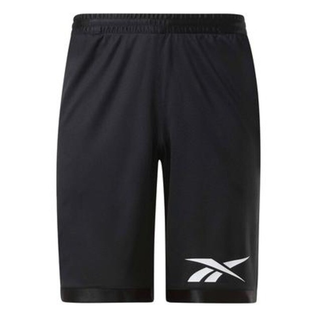 Reebok Regular-Fit Logo-Print Mesh Basketball Shorts Men's Medium Black