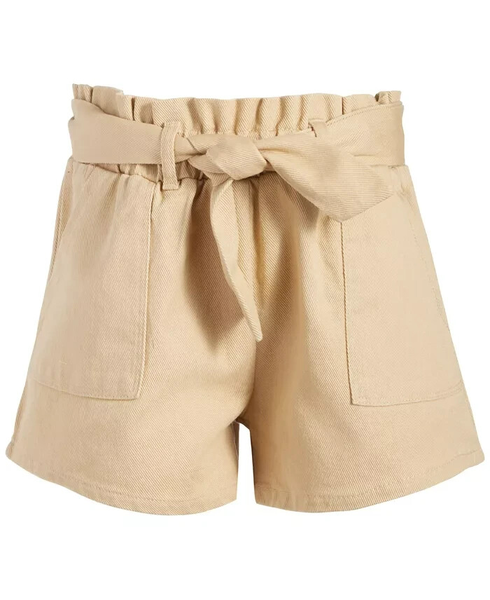 Grayson Threads Kids The Label Tie-Belt Twill Shorts Big Girls L (12-14) Beige