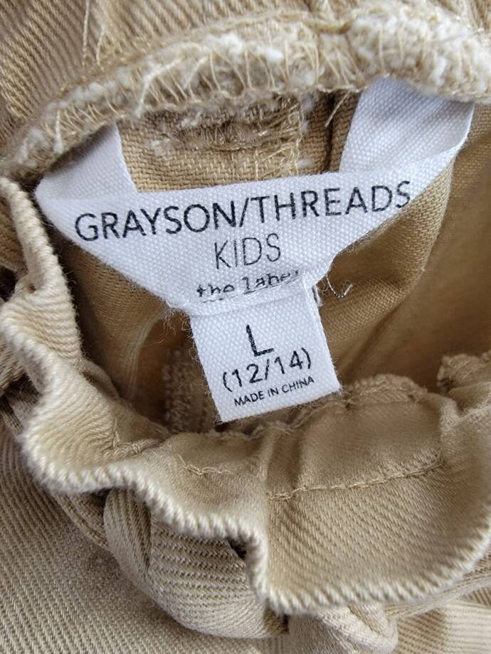 Grayson Threads Kids The Label Tie-Belt Twill Shorts Big Girls L (12-14) Beige