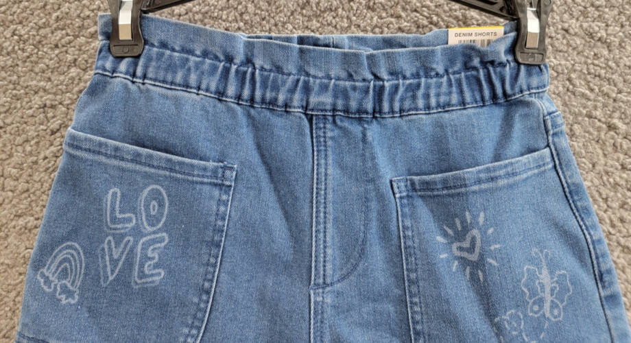 Epic Threads Scribble Paperbag Shorts Girls M Sketch Wash Patch Pocket Pull On