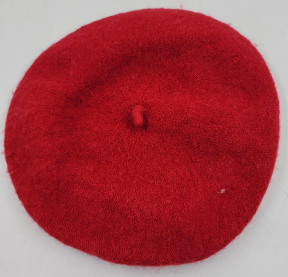 On 34th Wool Blend Solid Beret Women's One Size Red Center Stalk Elastic Band~