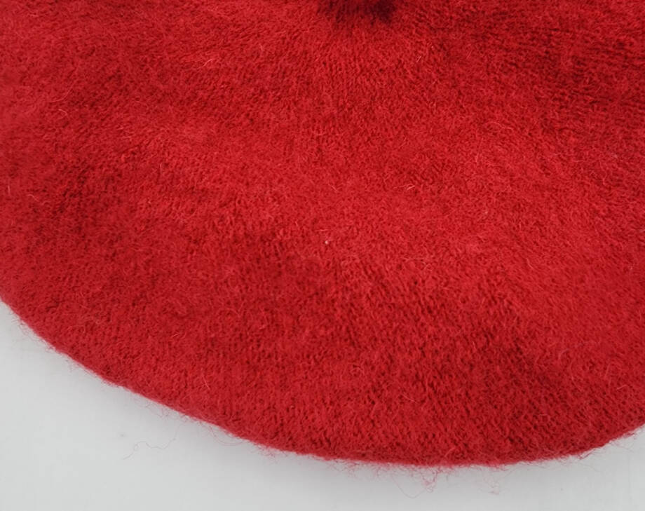 On 34th Wool Blend Solid Beret Women's One Size Red Center Stalk Elastic Band~
