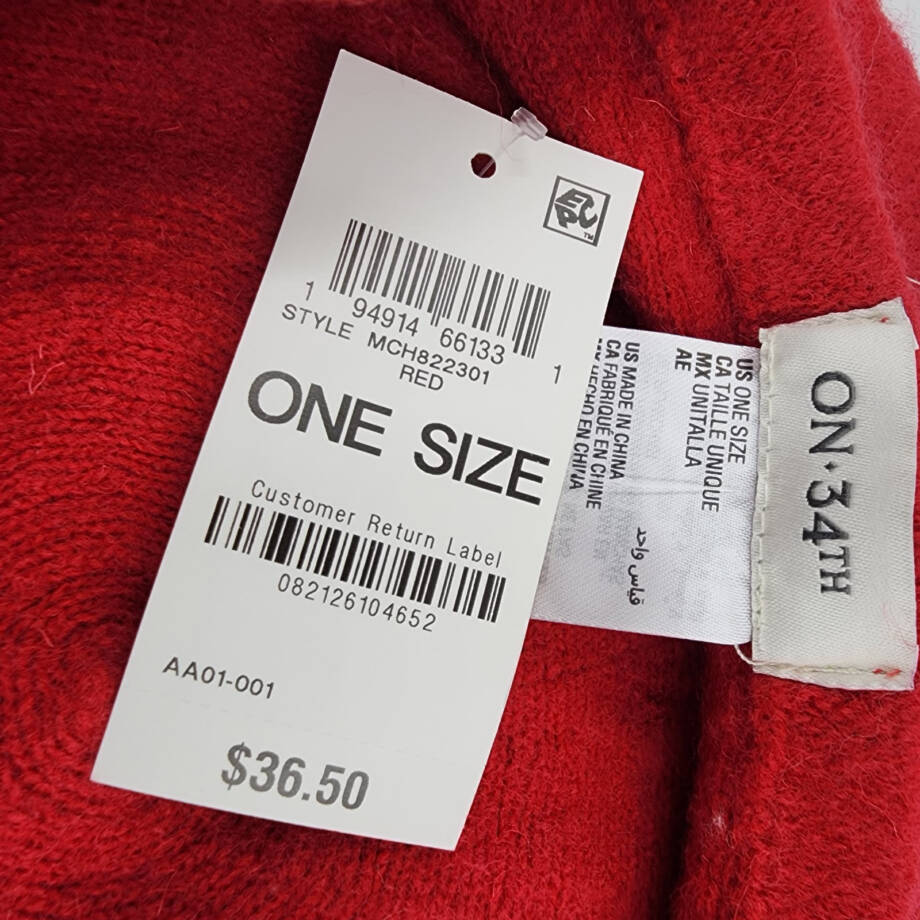 On 34th Wool Blend Solid Beret Women's One Size Red Center Stalk Elastic Band~