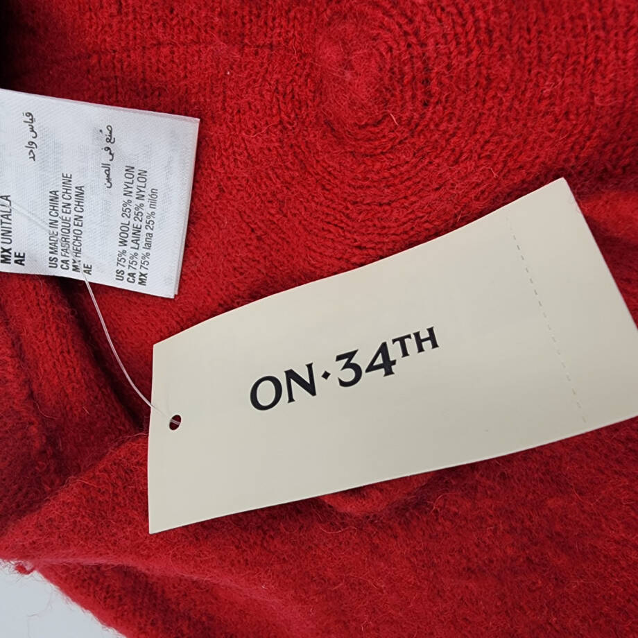 On 34th Wool Blend Solid Beret Women's One Size Red Center Stalk Elastic Band~