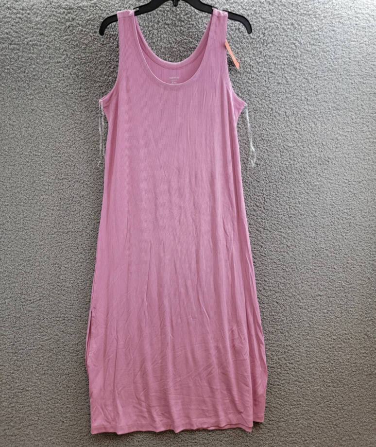State of Day Ribbed Tank Nightgown Women's M Mauve Orchid Scoop Neck Pullover