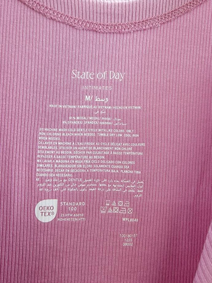 State of Day Ribbed Tank Nightgown Women's M Mauve Orchid Scoop Neck Pullover
