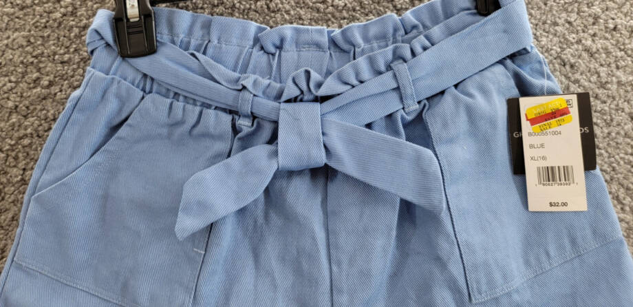 Grayson Threads Kids The Label Tie-Belt Twill Shorts Big Girls XL 16 Blue PullOn