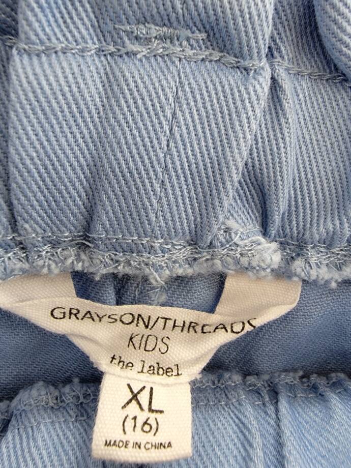 Grayson Threads Kids The Label Tie-Belt Twill Shorts Big Girls XL 16 Blue PullOn