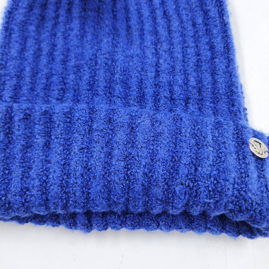 Steve Madden Cloud Knit Faux-Fur Pom Pom Beanie Women's One Size Cobalt