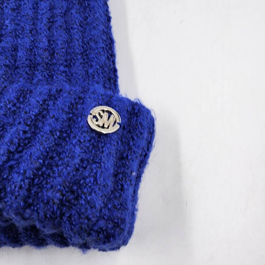 Steve Madden Cloud Knit Faux-Fur Pom Pom Beanie Women's One Size Cobalt