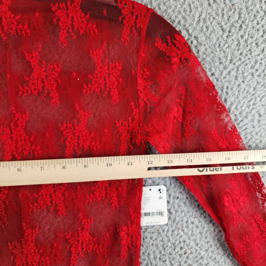 Free People Lady Lux Long Sleeve Mock Neck Shirt Women's XS Red Racer Pullover