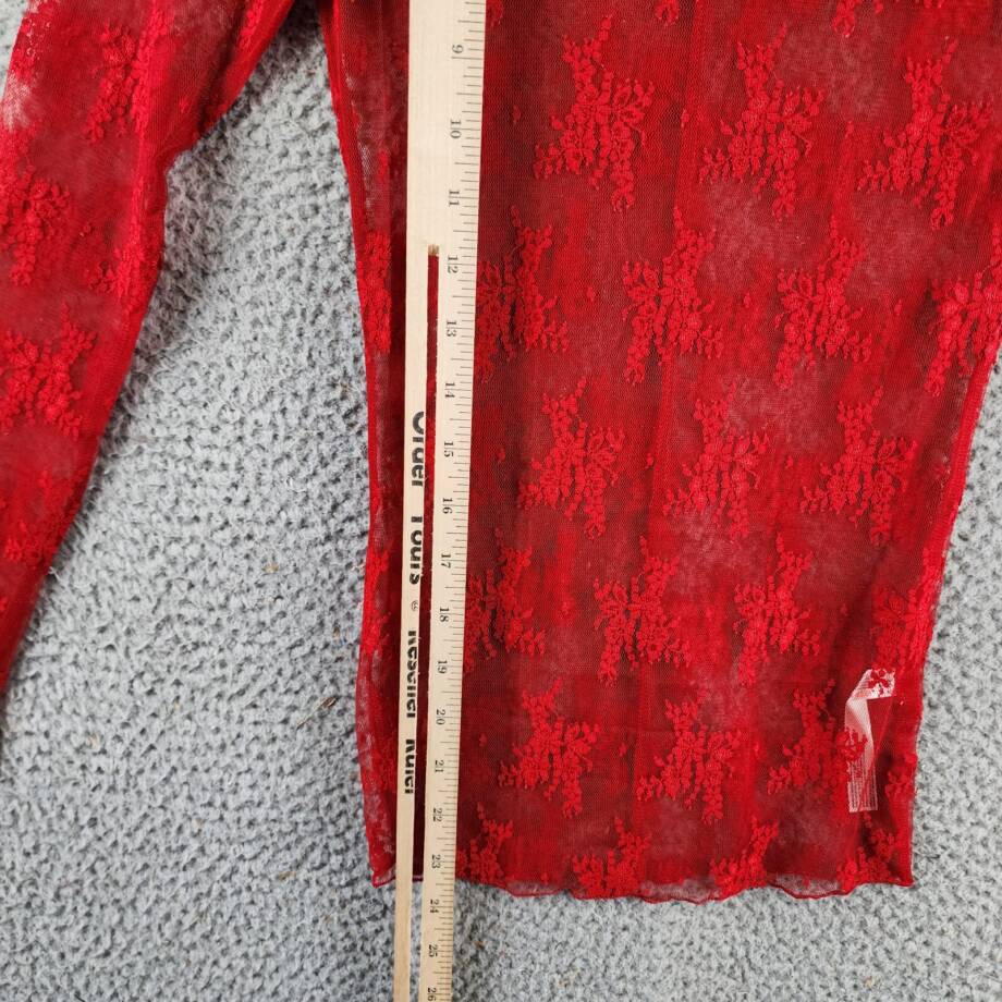 Free People Lady Lux Long Sleeve Mock Neck Shirt Women's XS Red Racer Pullover