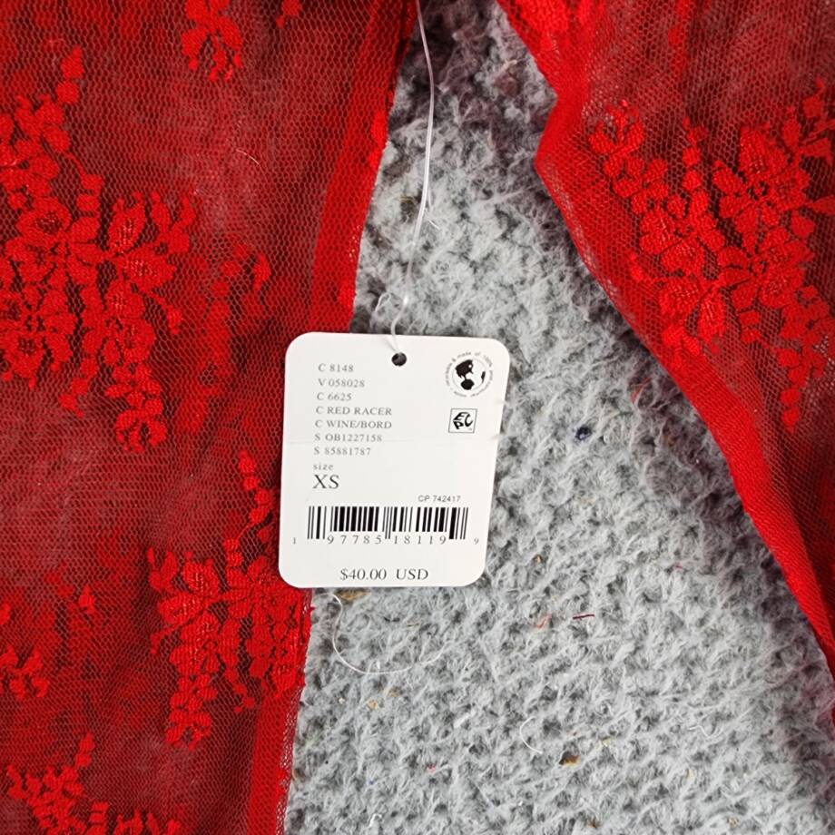 Free People Lady Lux Long Sleeve Mock Neck Shirt Women's XS Red Racer Pullover
