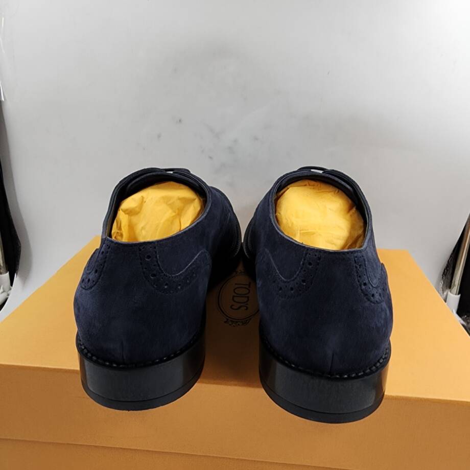 TOD'S Bucature Forma Wingtip Derby Dress Shoe Men 11.5US Blue Lace Up Fastening