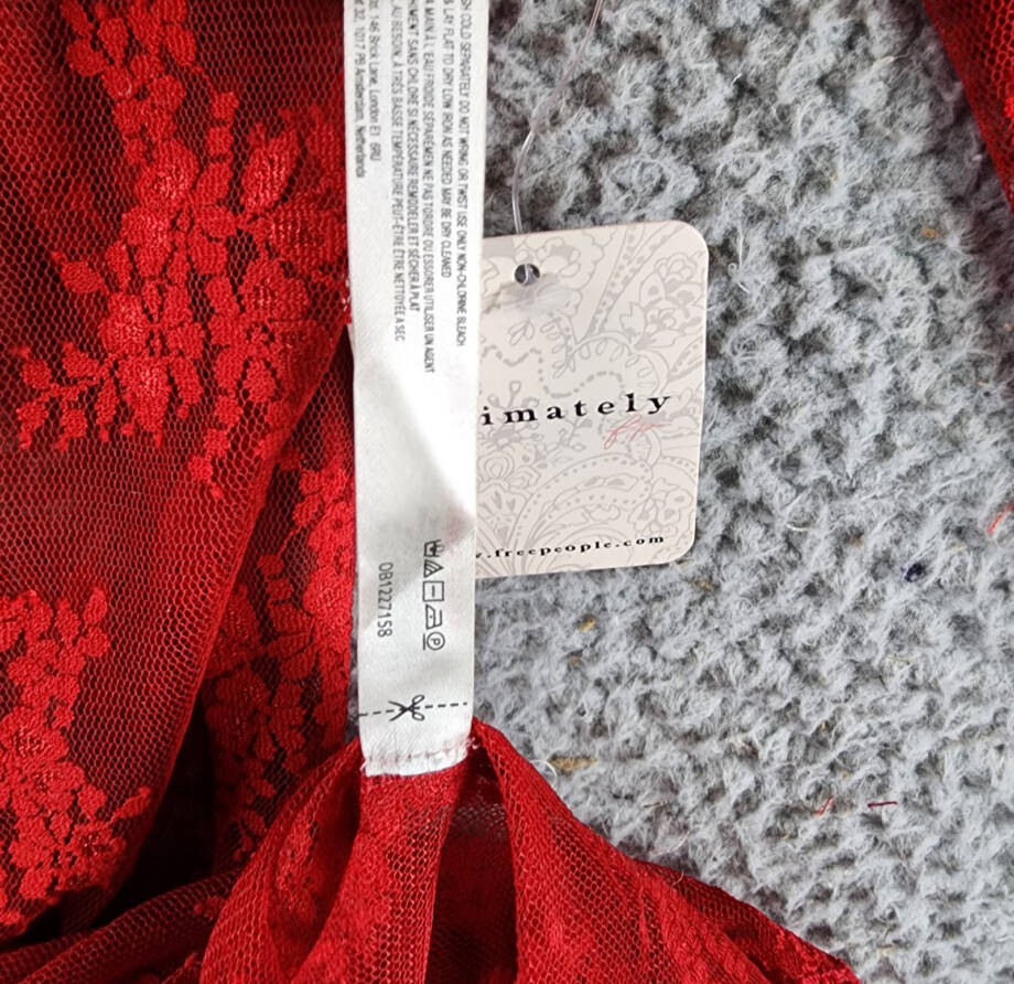 Free People Lady Lux Long Sleeve Mock Neck Shirt Women's XS Red Racer Pullover