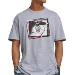 Reebok B-Ball Hoop Graphic T-Shirt Men's L Grey Heather Crewneck Short Sleeves~