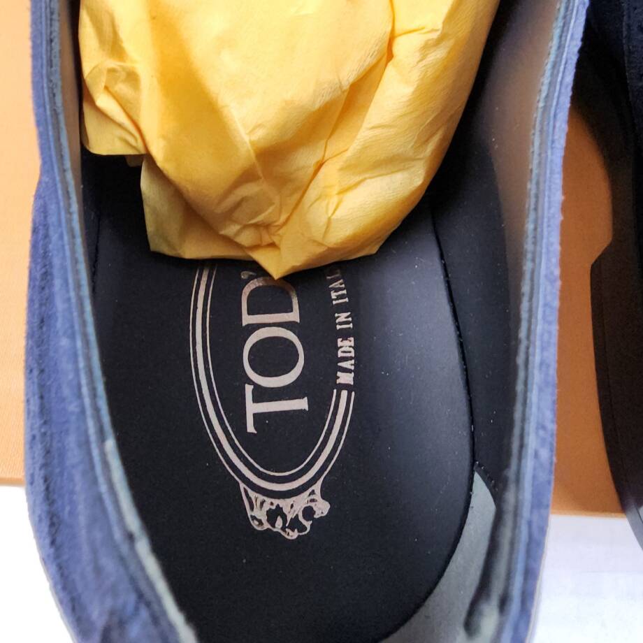 TOD'S Bucature Forma Wingtip Derby Dress Shoe Men 11.5US Blue Lace Up Fastening