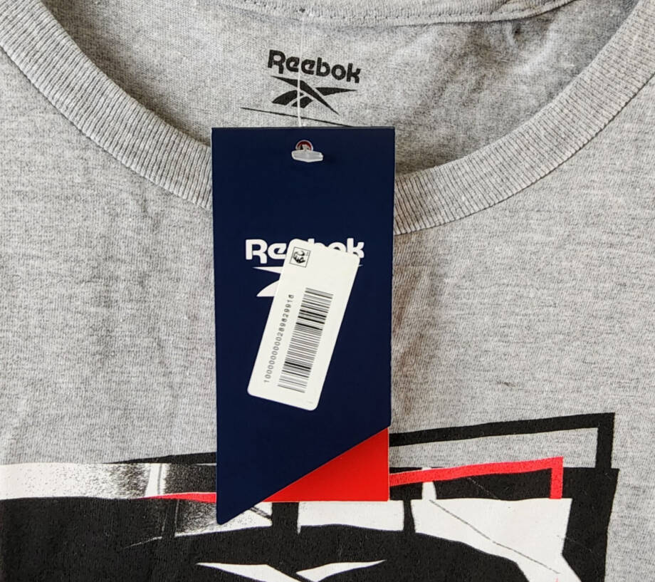 Reebok B-Ball Hoop Graphic T-Shirt Men's L Grey Heather Crewneck Short Sleeves~