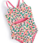 ID Ideology Blurred Floral One-Piece Swimsuit Big Girls M Cerise Pink Round Neck