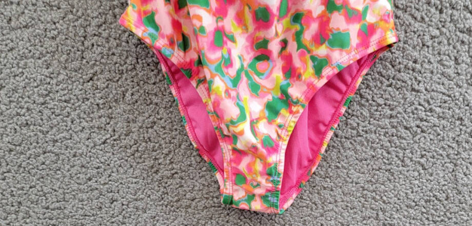 ID Ideology Blurred Floral One-Piece Swimsuit Big Girls M Cerise Pink Round Neck
