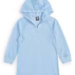 ID Ideology Mesh Long-Sleeve Hooded Cover-Up Big Girls M Skysail Blue Pullover