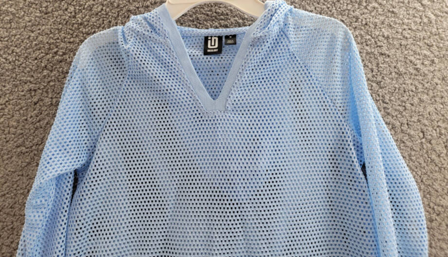 ID Ideology Mesh Long-Sleeve Hooded Cover-Up Big Girls M Skysail Blue Pullover