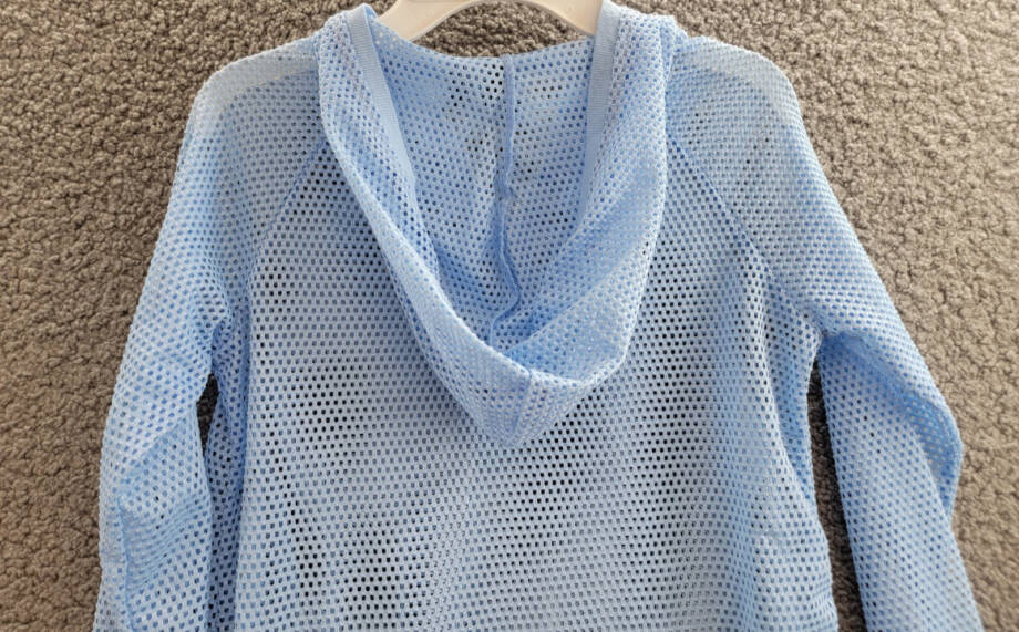 ID Ideology Mesh Long-Sleeve Hooded Cover-Up Big Girls M Skysail Blue Pullover