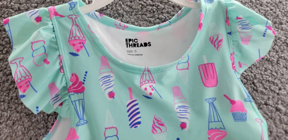 Epic Threads Ice Cream-Print Tankini Swimsuit Little Girls 6 Refreshing Teal