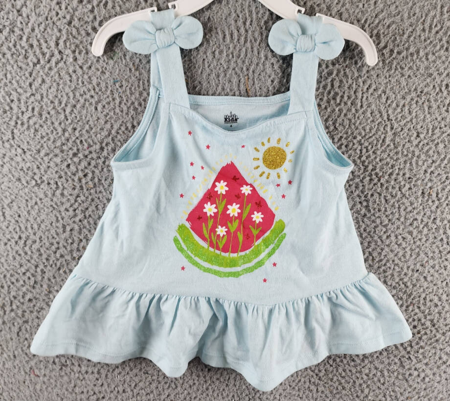 Kids Headquarters Flounce-Hem Tank Little Girls' 4 Light Blue Straight Neckline