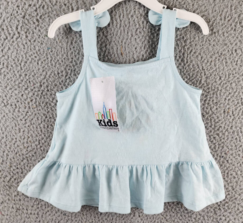 Kids Headquarters Flounce-Hem Tank Little Girls' 4 Light Blue Straight Neckline