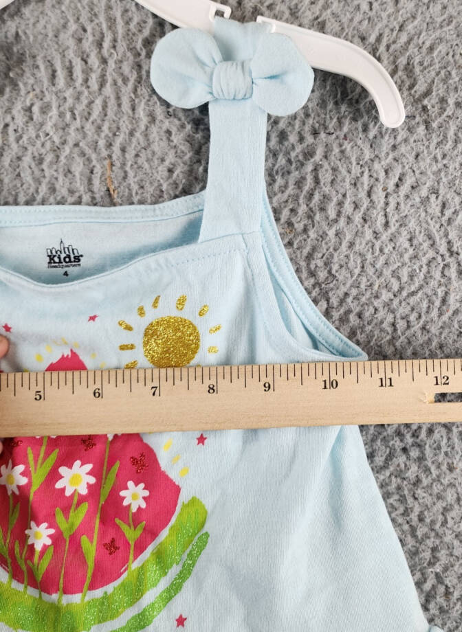 Kids Headquarters Flounce-Hem Tank Little Girls' 4 Light Blue Straight Neckline