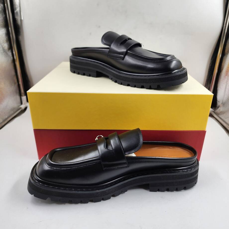 Marni Sabot Penny Loafer Mules Men's 42 Black Slip On